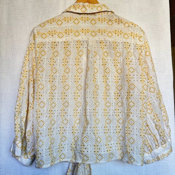 Karen Kane Embroidered Eyelet Tie Front Cotton Shirt - Picture 6 of 6